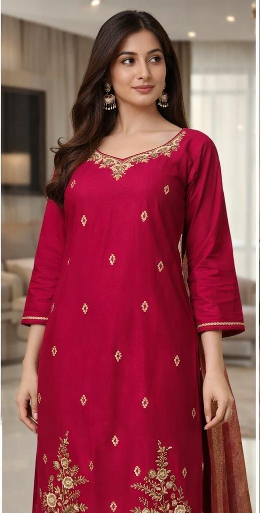 Kurta Pant Set With Banarasi Dupatta