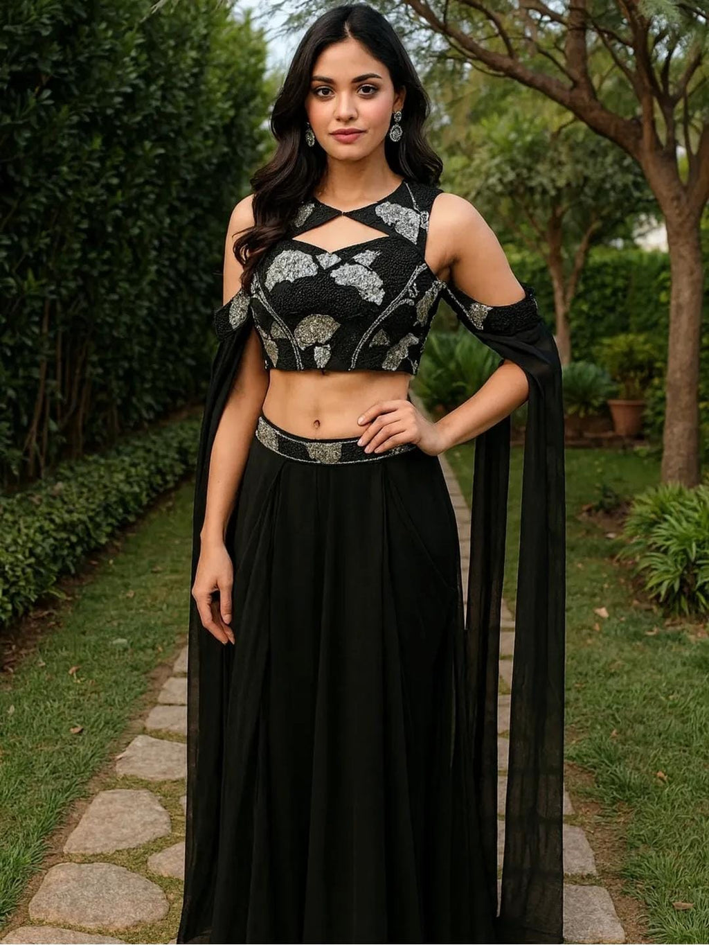 Indowestern Black Color Dress
