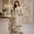 3 Piece Suit Set Premium Cotton With Self Print