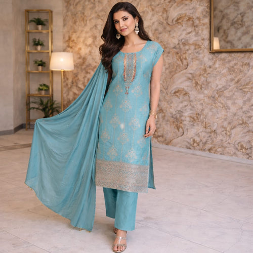 Banarasi With Hand Work 3 Piece Suit Set