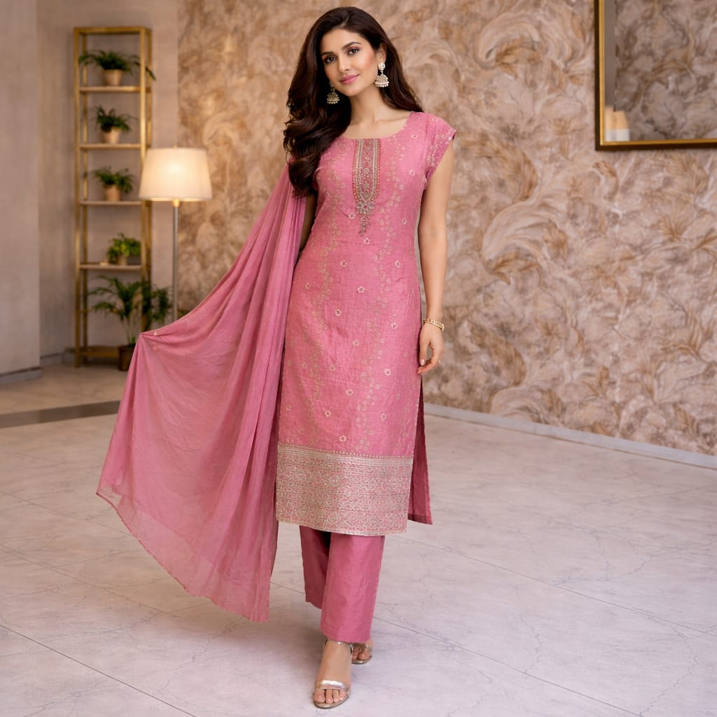 Banarasi With Hand Work 3 Piece Suit Set