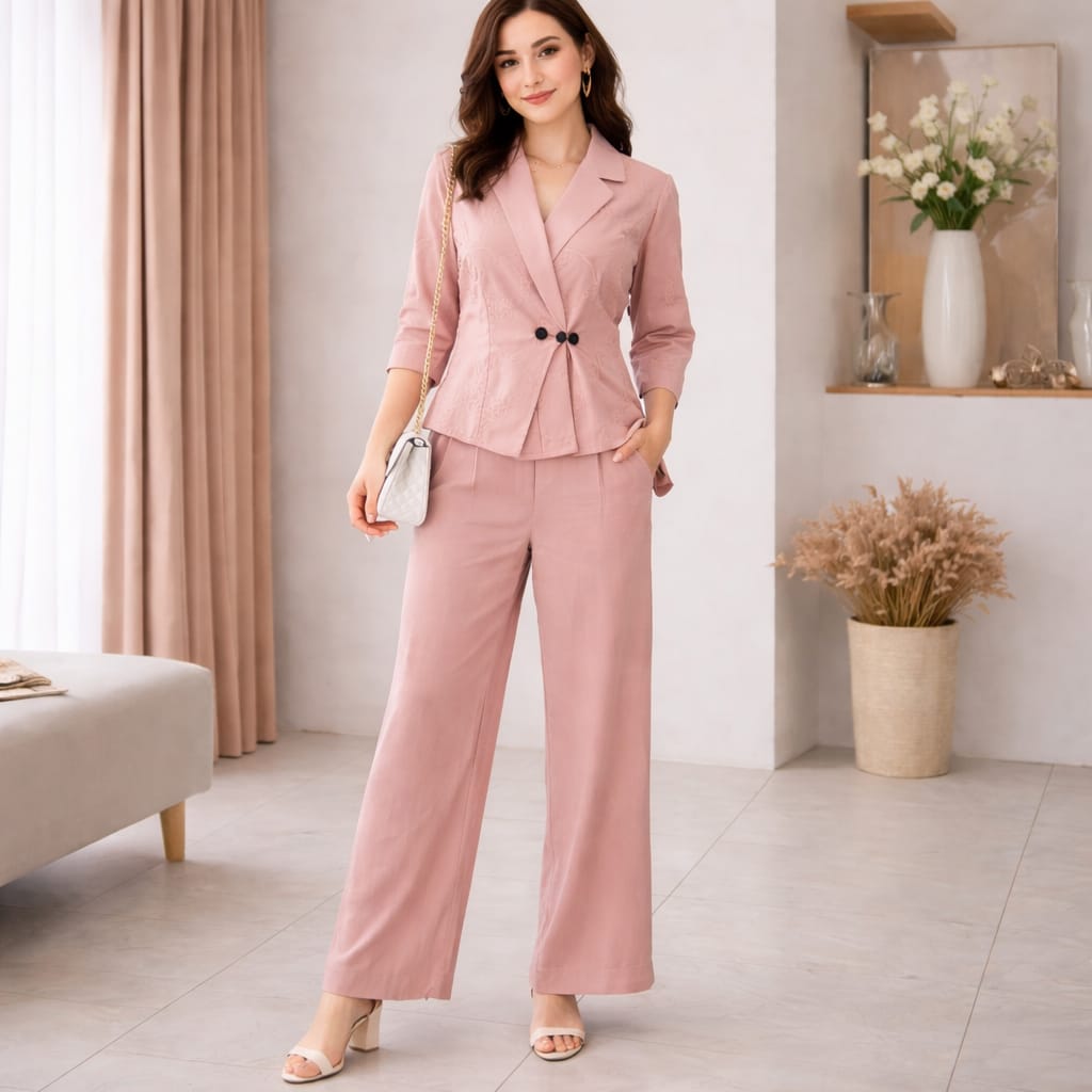 Cotton Co-ord Set With Embroidery Work