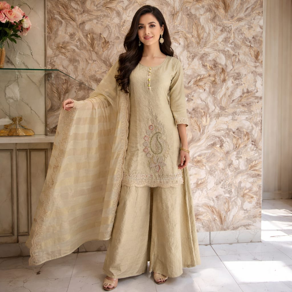 Indowestern Party wear dress  Hand work with embroidery work Green colour
