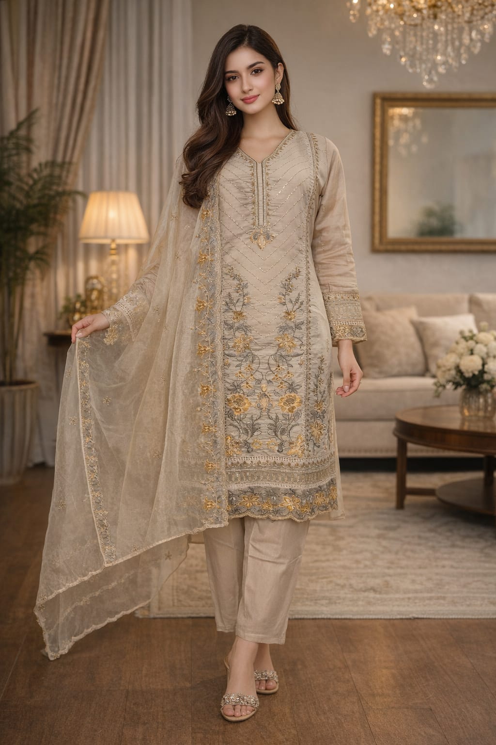 Kurta Pant & Dupatta Set